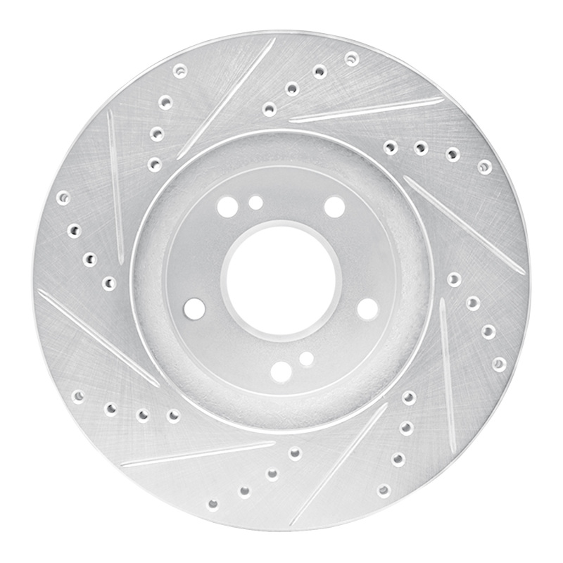 Infiniti Q45 Brake Rotor (1) - Front Right - R1 Concepts - Drilled & Slotted - Silver - `97-`01